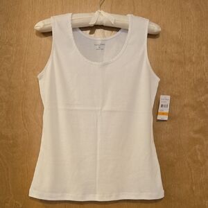 Studio Works White Ribbed Scoop Neck Tank NWT
